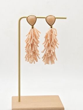 Stella & Dot Peach Seed Bead Tassel Earrings